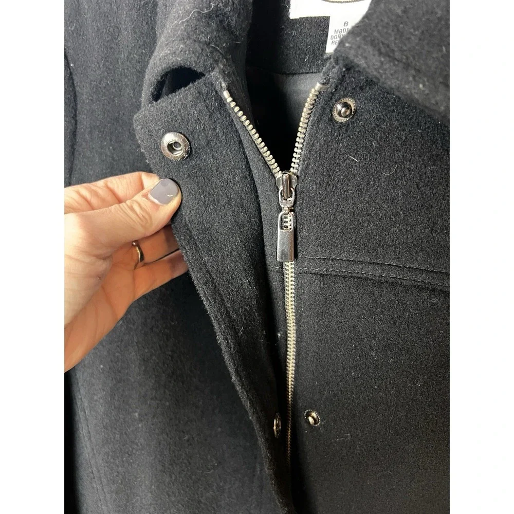 Talbots Coat‎ Women's 8 Black 100% Wool Italian Button Pea Coat Academia Preppy